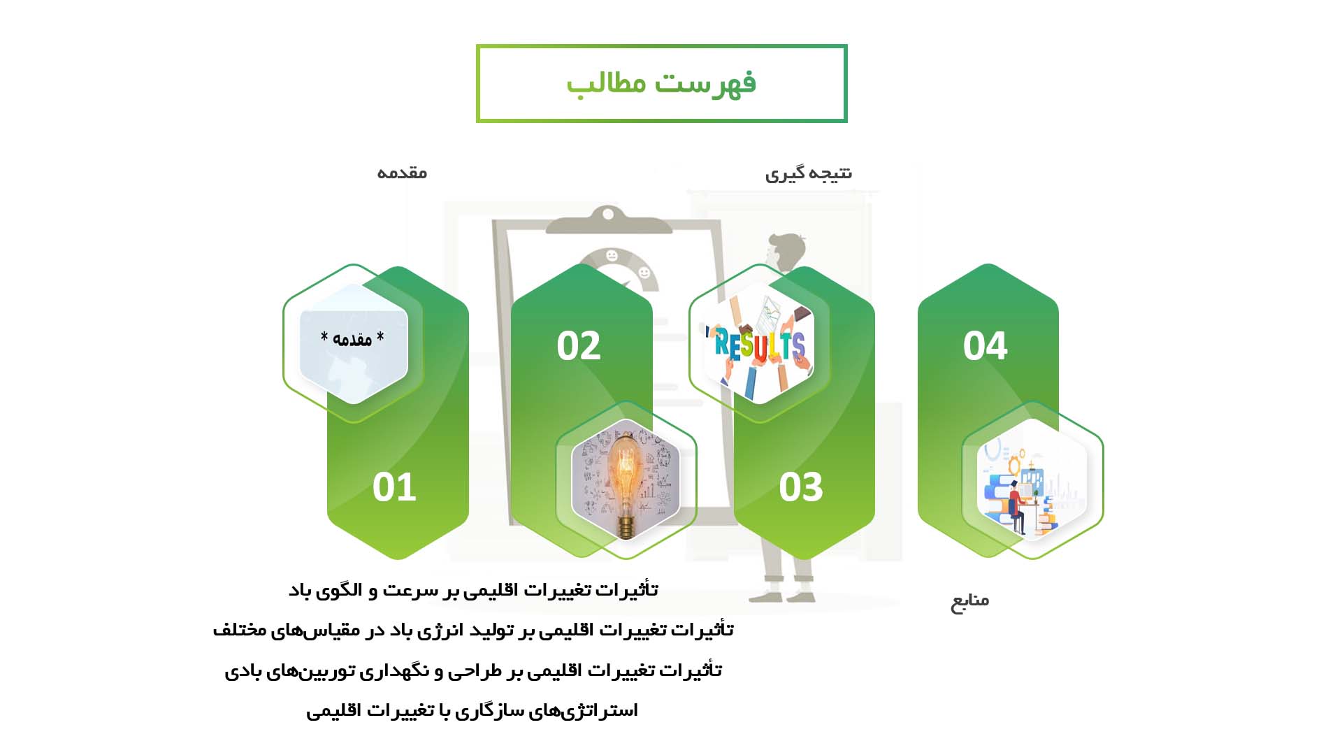 پاورپوینت در مورد تأثیرات تغییرات اقلیمی بر تولید برق از انرژی باد